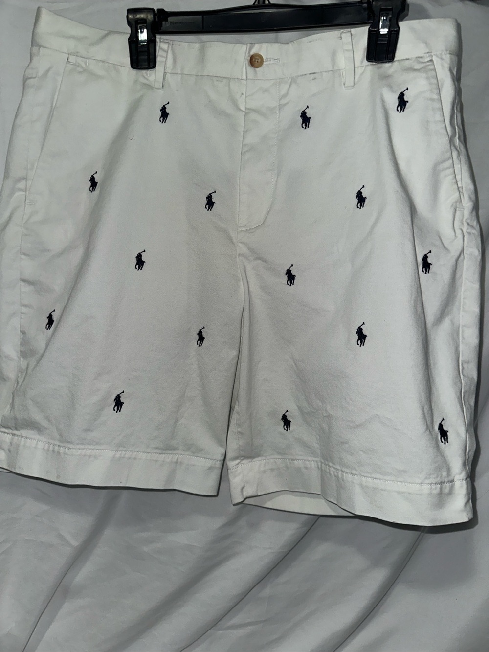 Polo by Ralph Lauren White Shorts with Navy Pony Embroidery